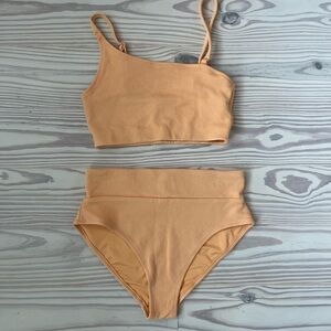 NWOT Peach Textured Bikini Set